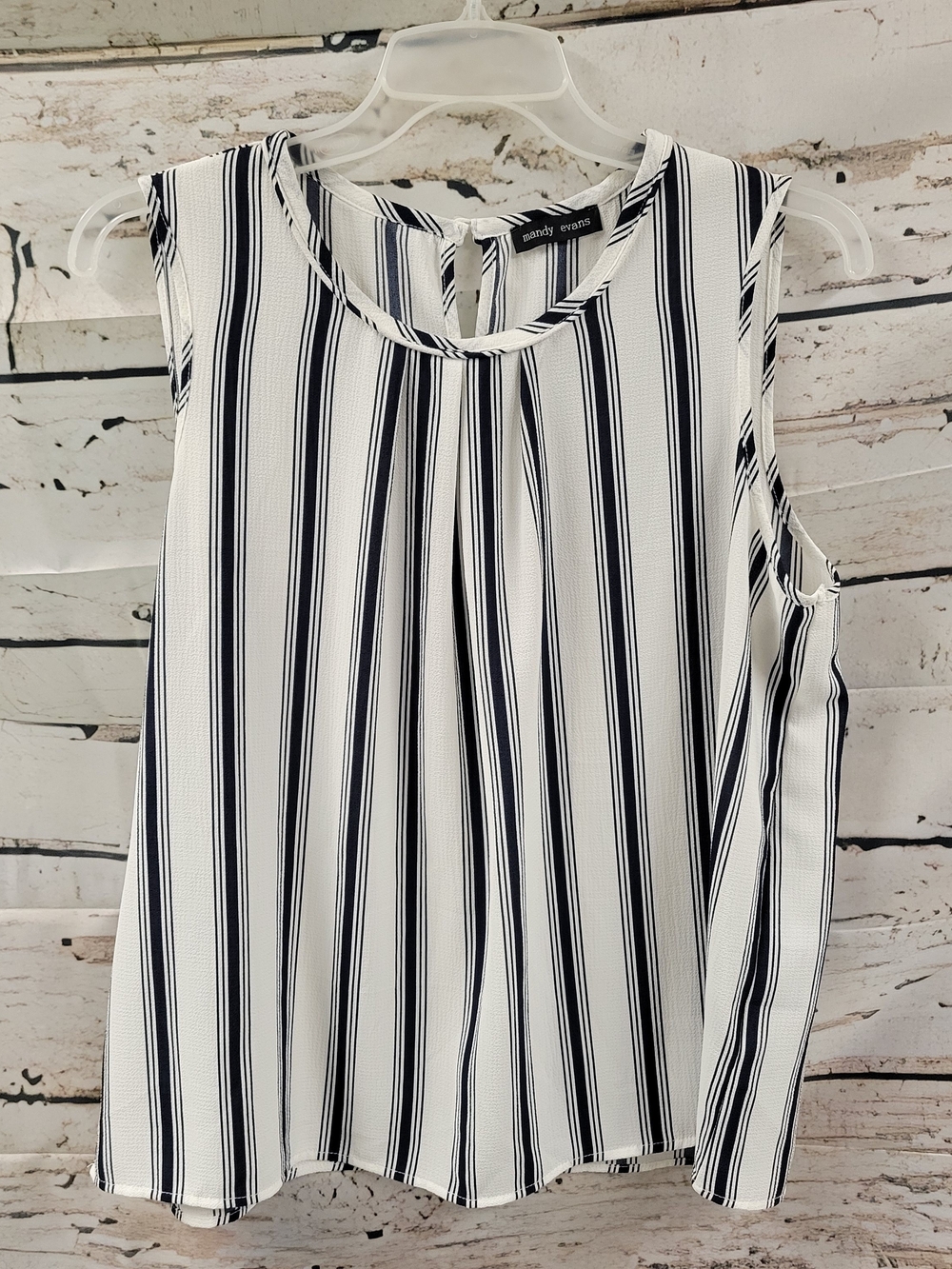 Mandy Evans Striped Sleeveless Blouse Top L – Classic Preppy Minimalist Casual